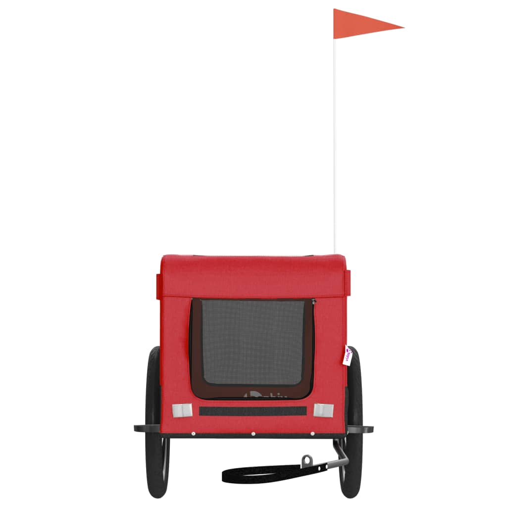 Cykelvagn för djur röd och svart oxfordtyg och järn