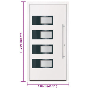 Ytterdörr vit 110x210 cm aluminium och PVC