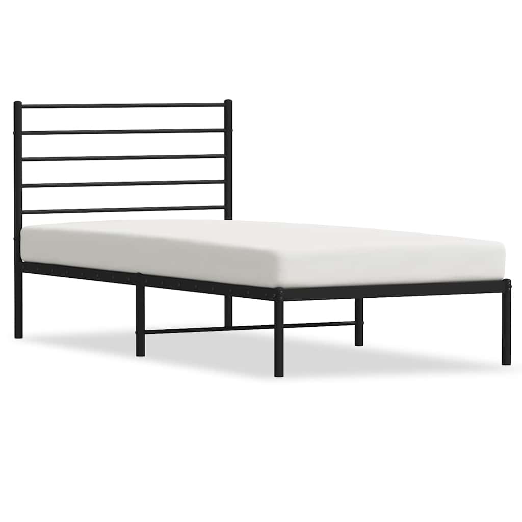 Sängram med huvudgavel metall svart 75x190 cm