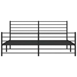 Sängram med huvudgavel och fotgavel svart metall 183x213 cm