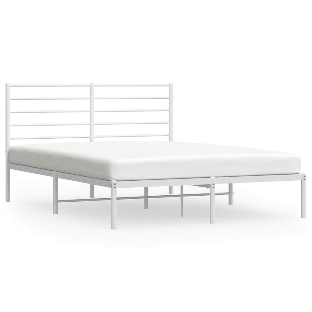 Sängram med huvudgavel metall vit 120x190 cm