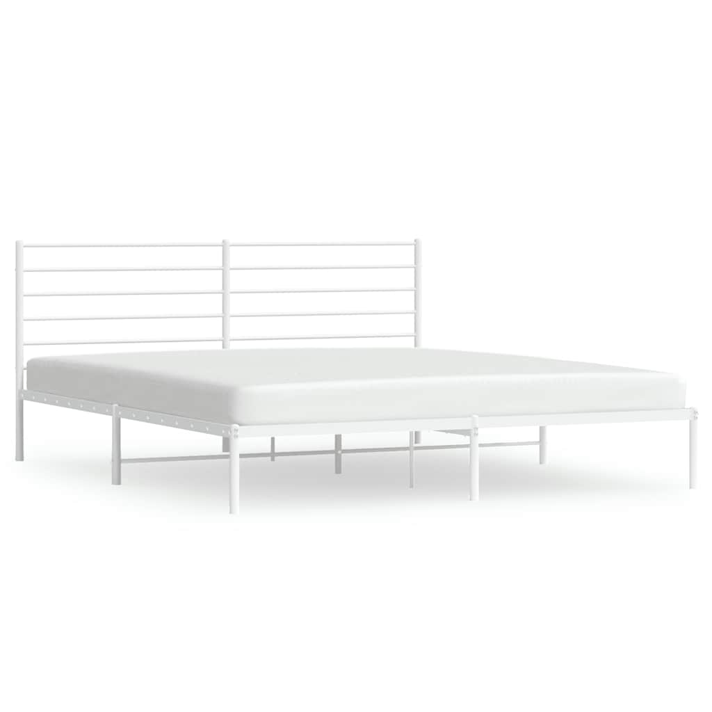 Sängram med huvudgavel metall vit 200x200 cm