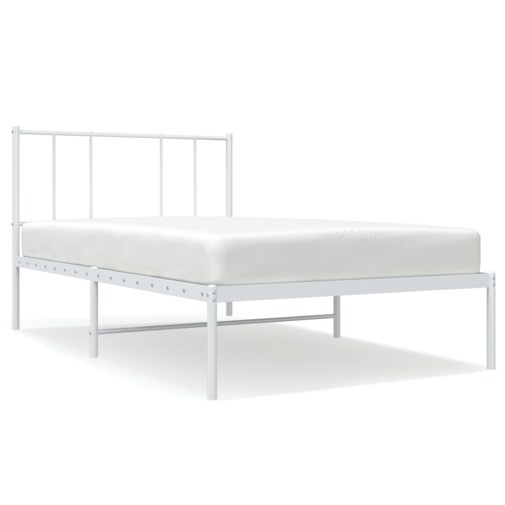 Sängram med huvudgavel metall vit 100x190 cm