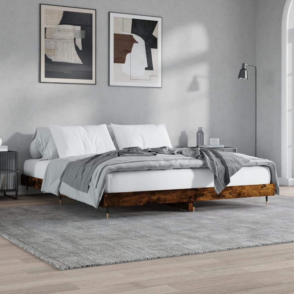 Sängram utan madrass rökfärgad ek 120x200 cm konstruerad trä