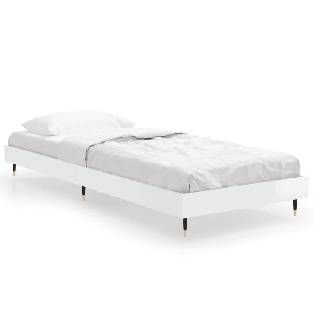 Sängram vit högglans 75x190 cm konstruerad trä
