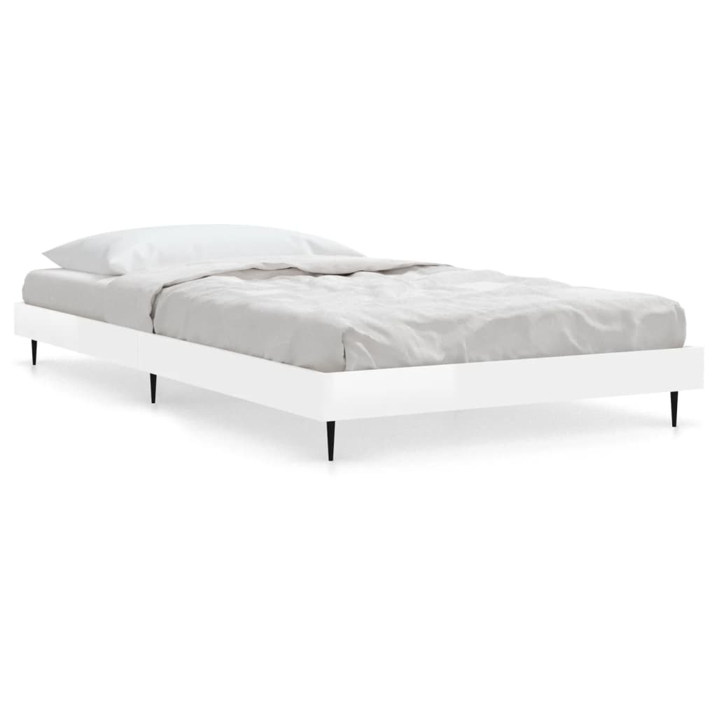 Sängram vit högglans 90x200 cm konstruerad trä