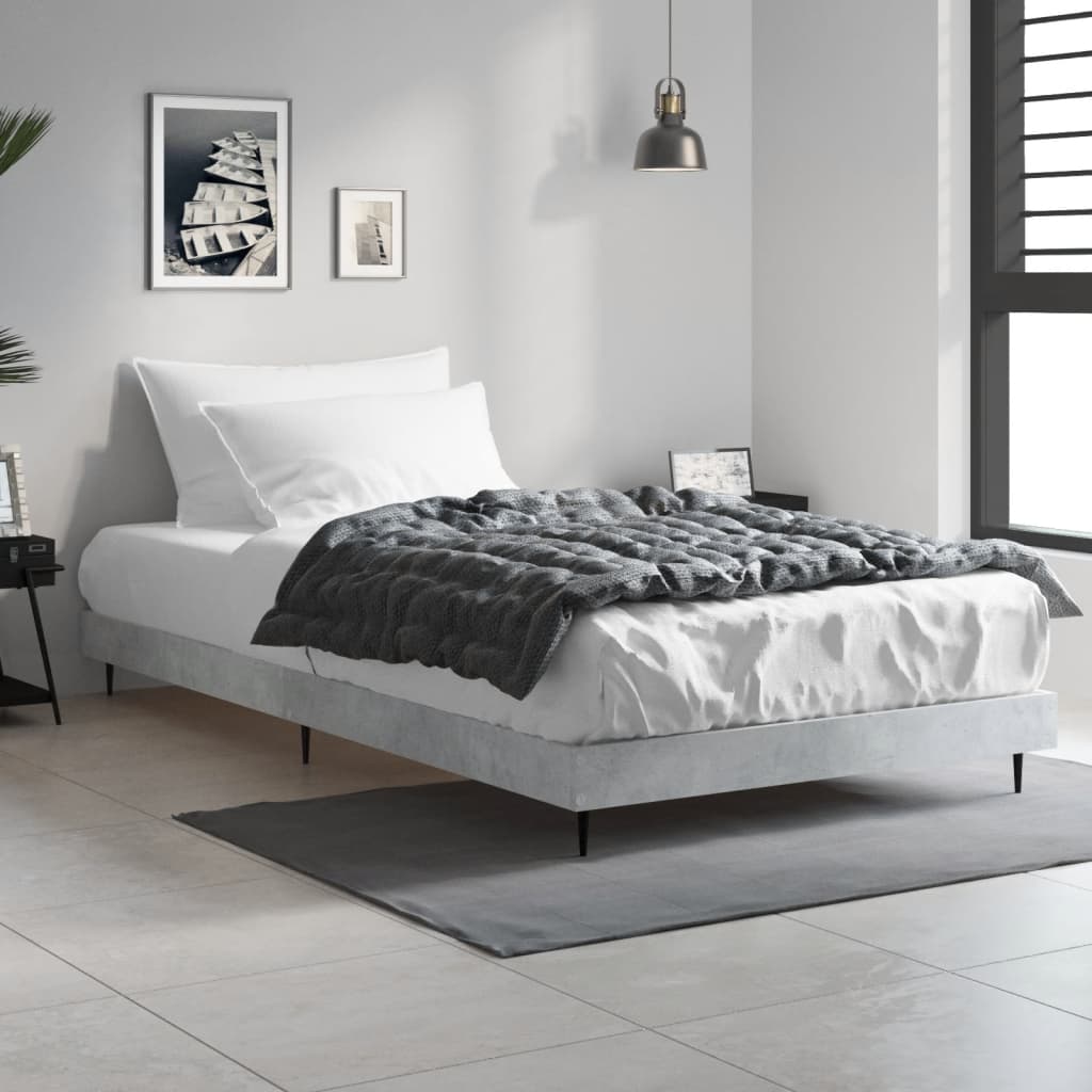 Sängram betonggrå 90x200 cm konstruerad trä