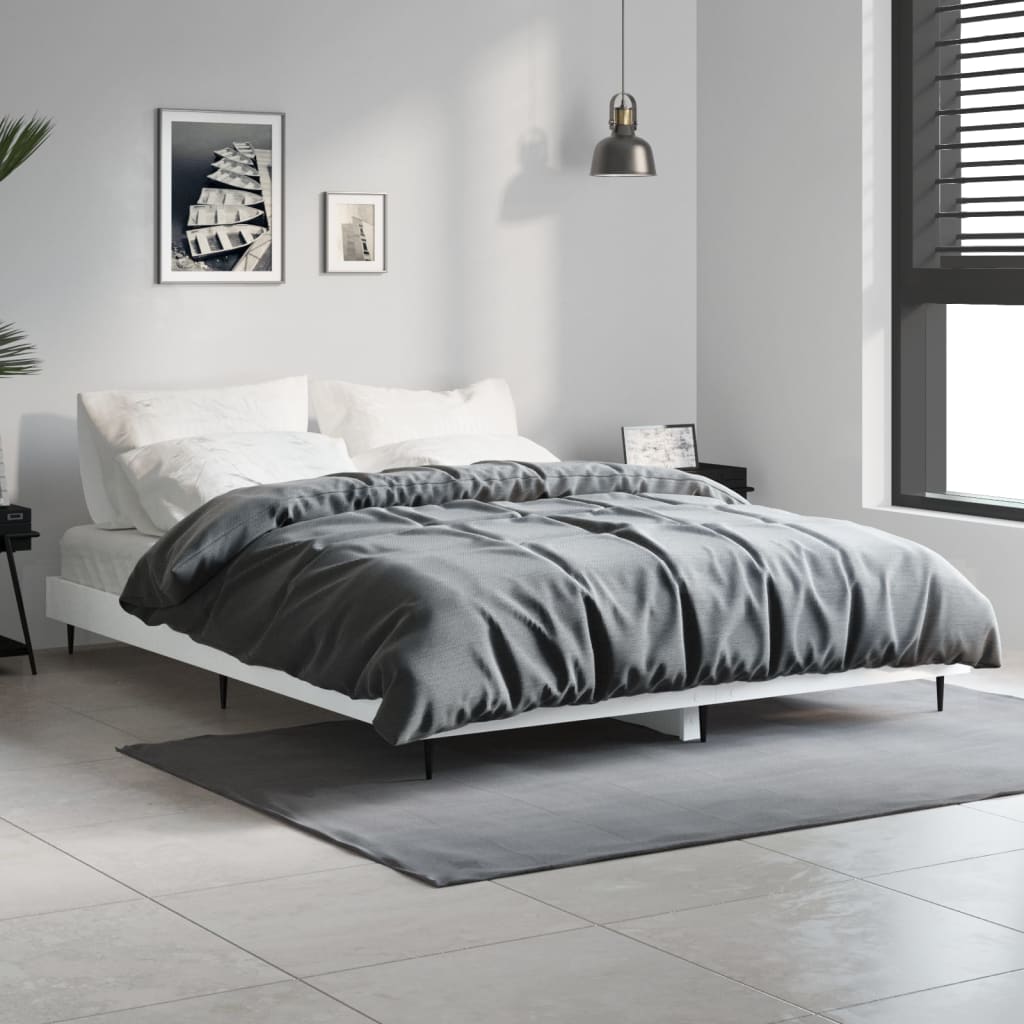Sängram vit 135x190 cm konstruerat trä