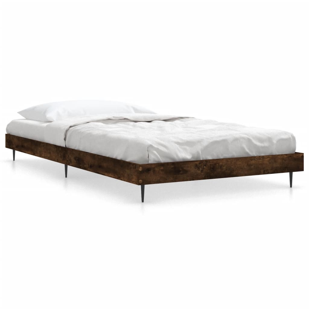Sängram utan madrass rökfärgad ek 90x190 cm konstruerad trä