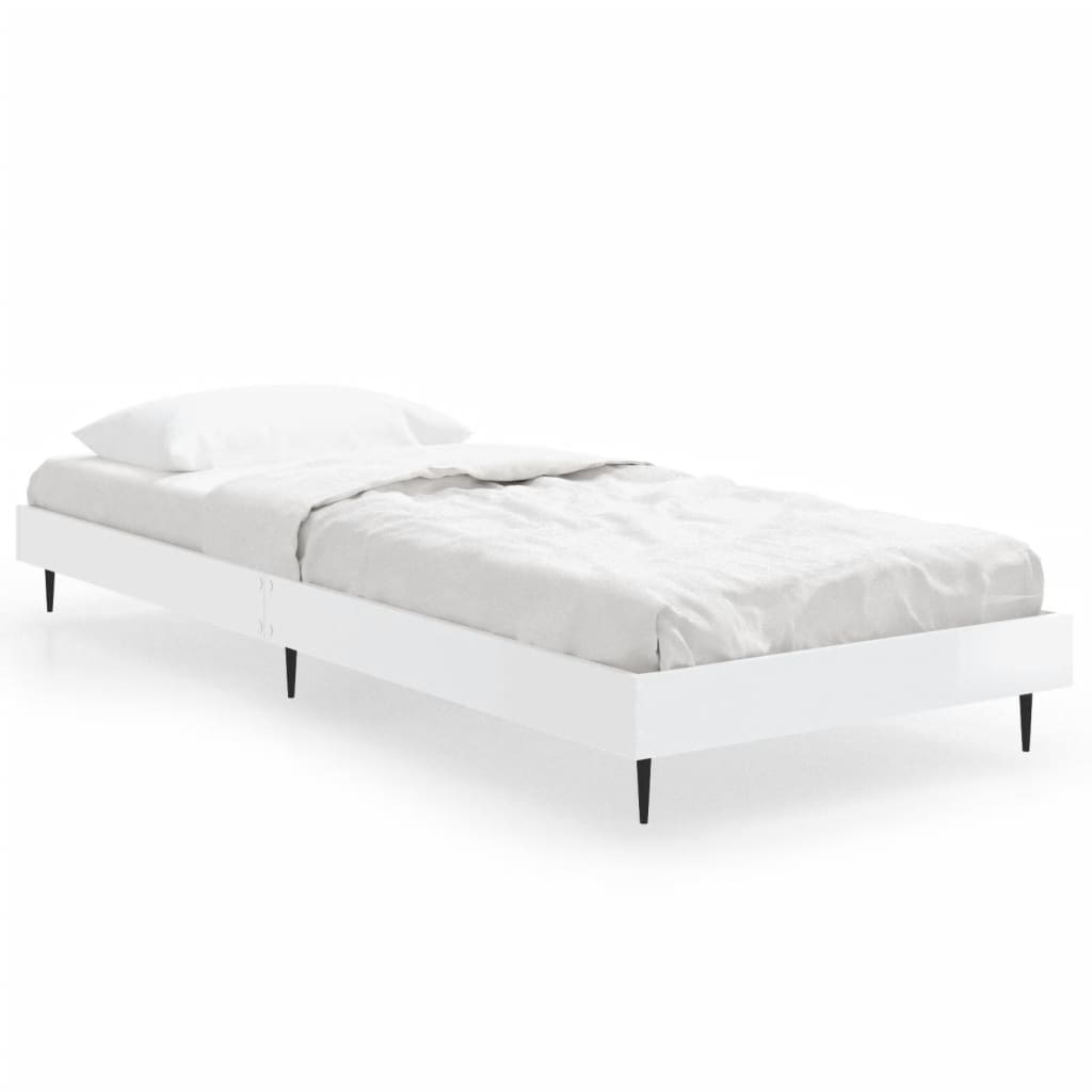 Sängram vit högglans 75x190 cm konstruerad trä