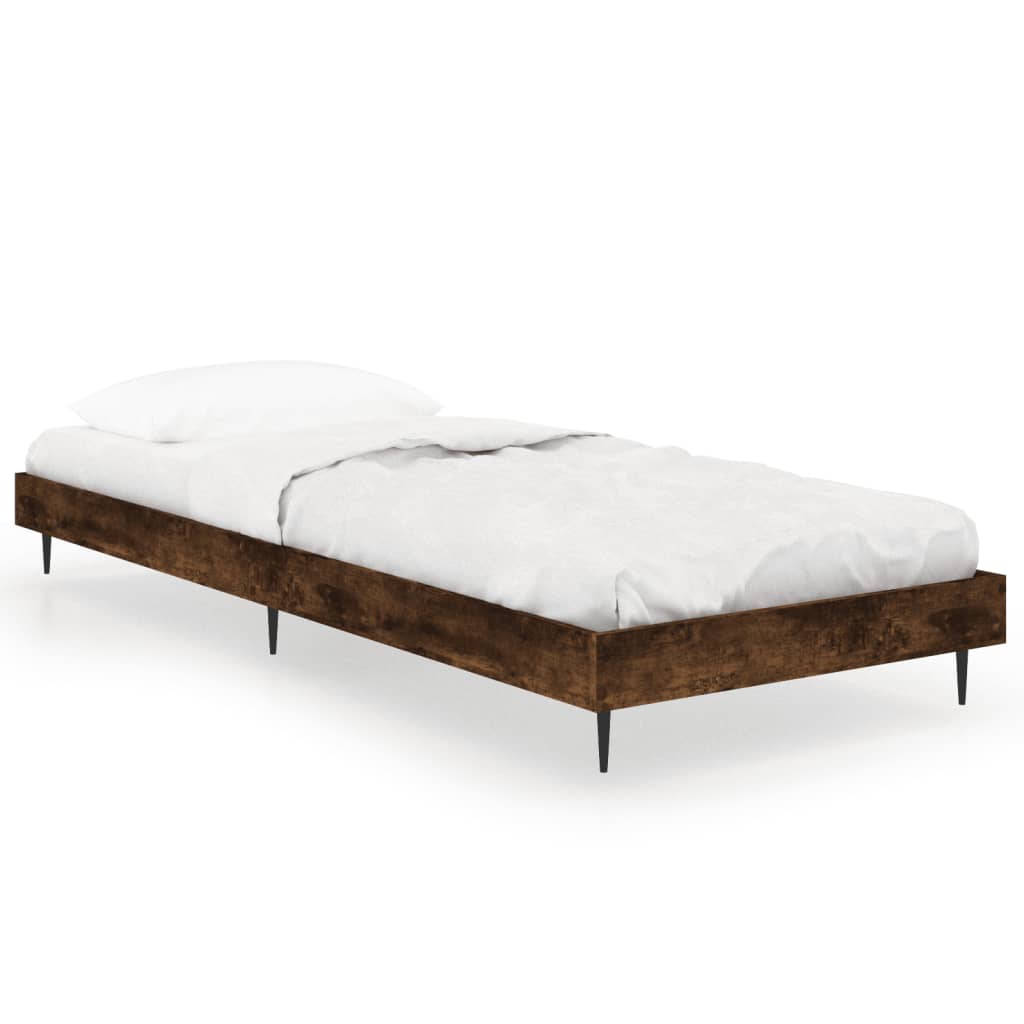 Sängram utan madrass rökfärgad ek 75x190 cm konstruerad trä