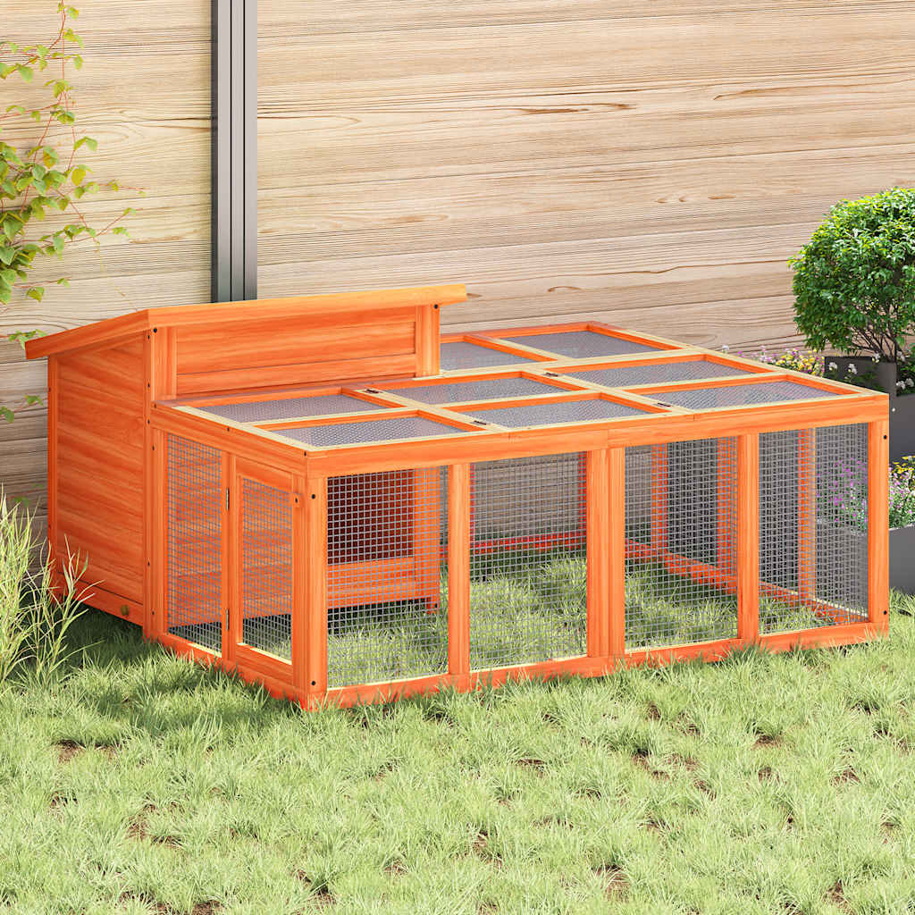 Kaninbur brun 144x123x67,5 cm massiv furu