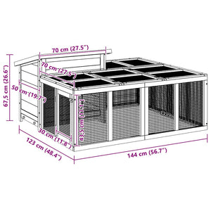 Kaninbur mocka 144x123x67,5 cm massiv furu