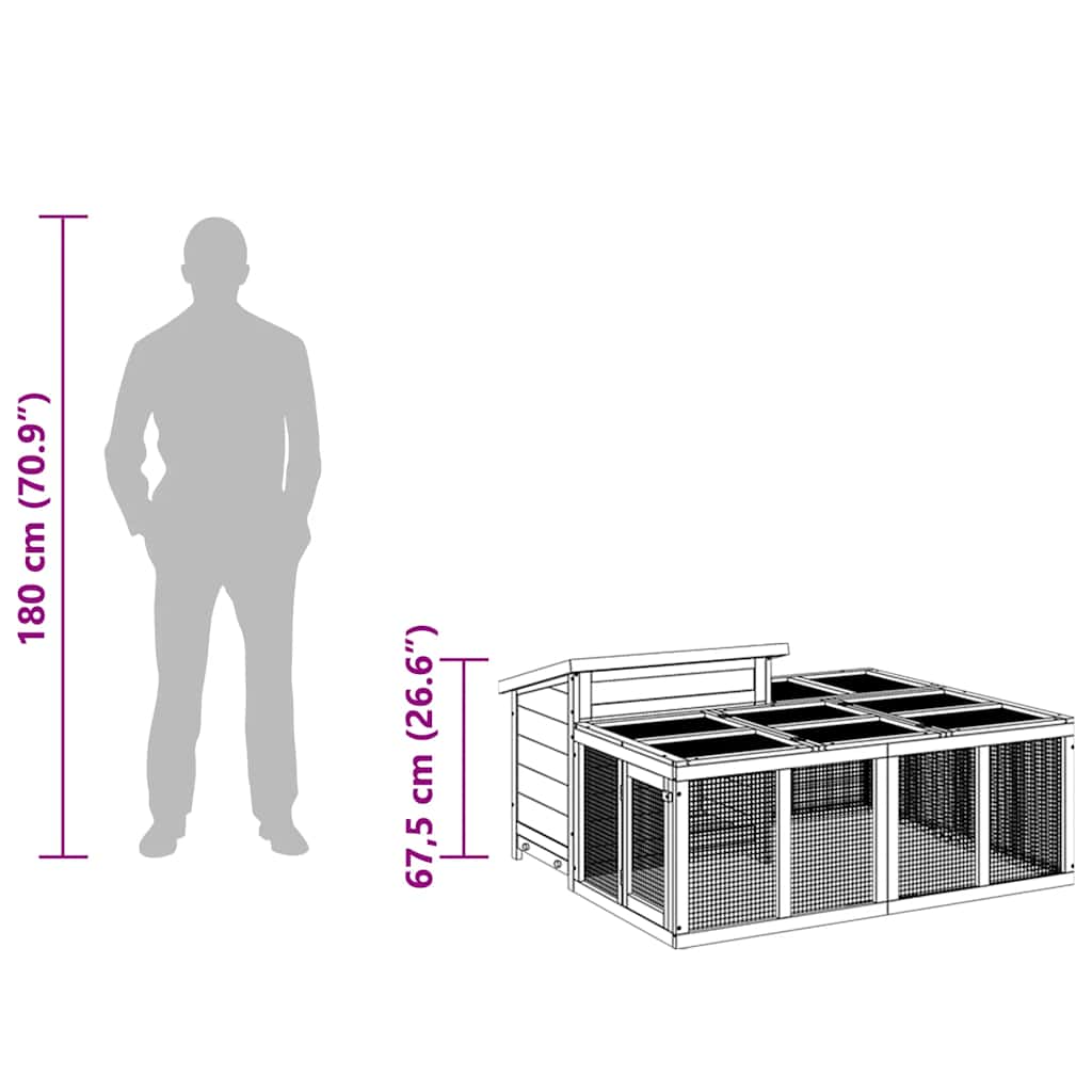 Kaninbur mocka 144x123x67,5 cm massiv furu