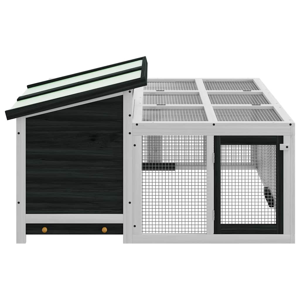 Kaninbur grå 144x123x67,5 cm massiv furu