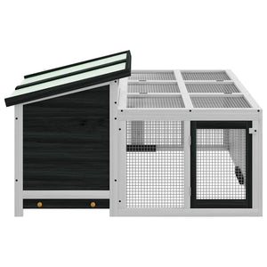 Kaninbur grå 144x123x67,5 cm massiv furu