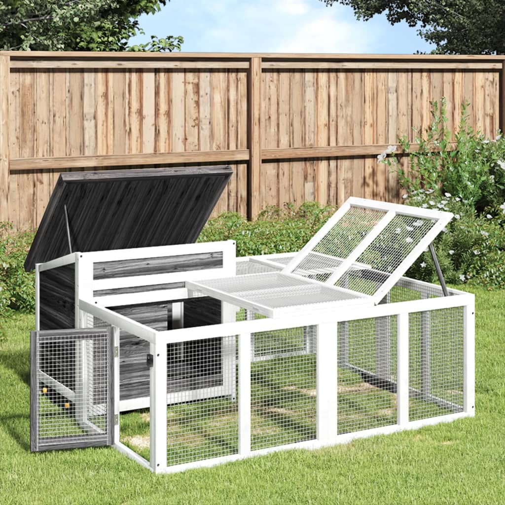 Kaninbur grå 144x123x67,5 cm massiv furu