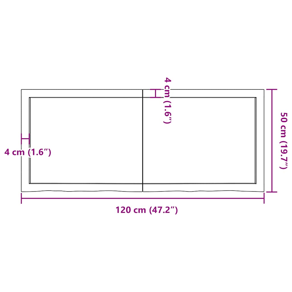 Vägghylla mörkbrun 120x50x(2-6) cm behandlad massiv ek