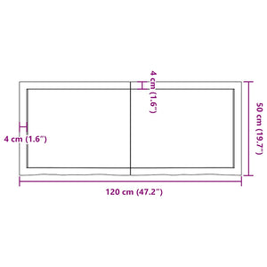 Vägghylla mörkbrun 120x50x(2-6) cm behandlad massiv ek