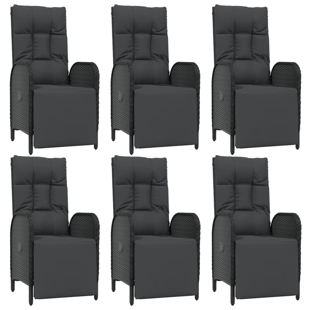 Matgrupp för trädgården med dynor 7 delar svart konstrotting