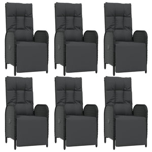 Matgrupp för trädgården med dynor 7 delar svart konstrotting