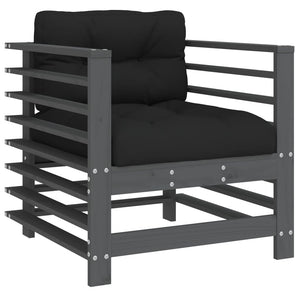 Loungegrupp för trädgården med dynor 7 delar grå massivt trä