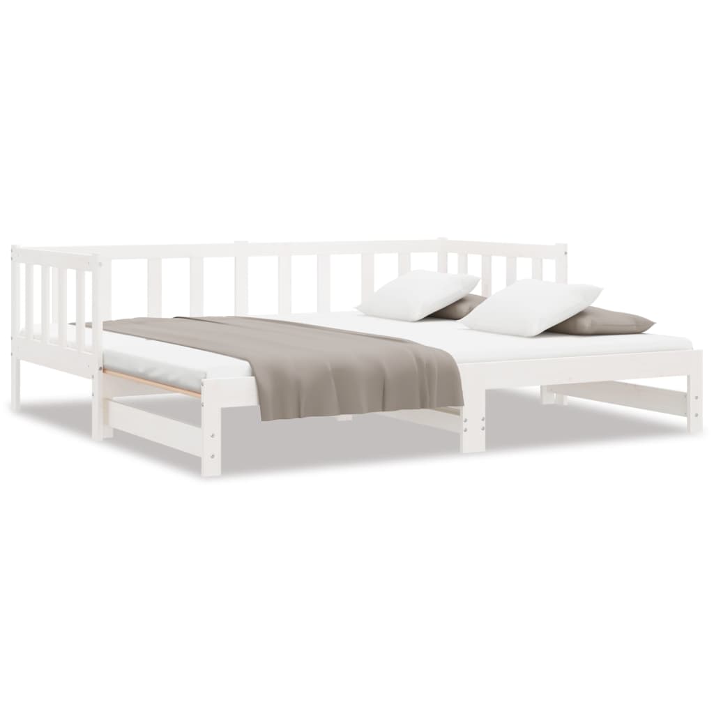 Utdragbar dagbädd vit 2x(90x200) cm massiv furu