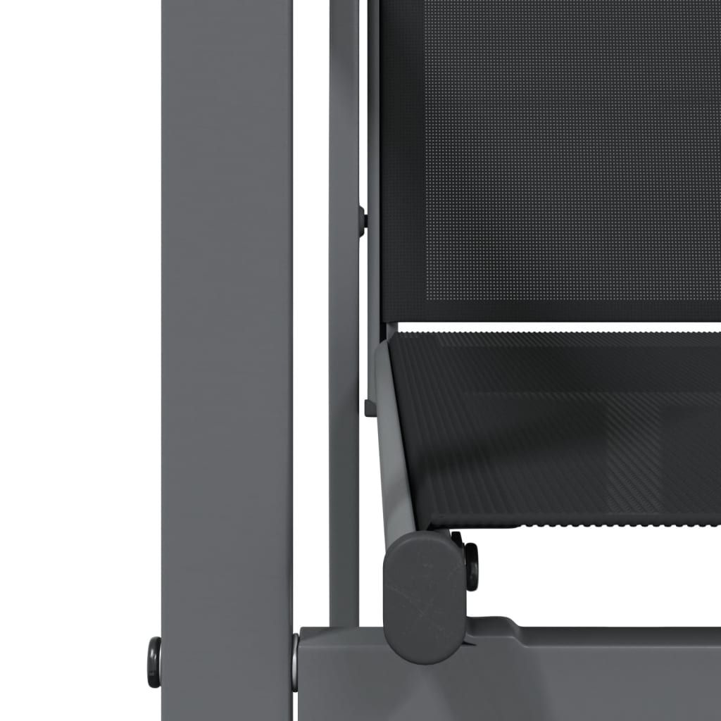 Matgrupp för trädgården 9 delar svart textilen och stål