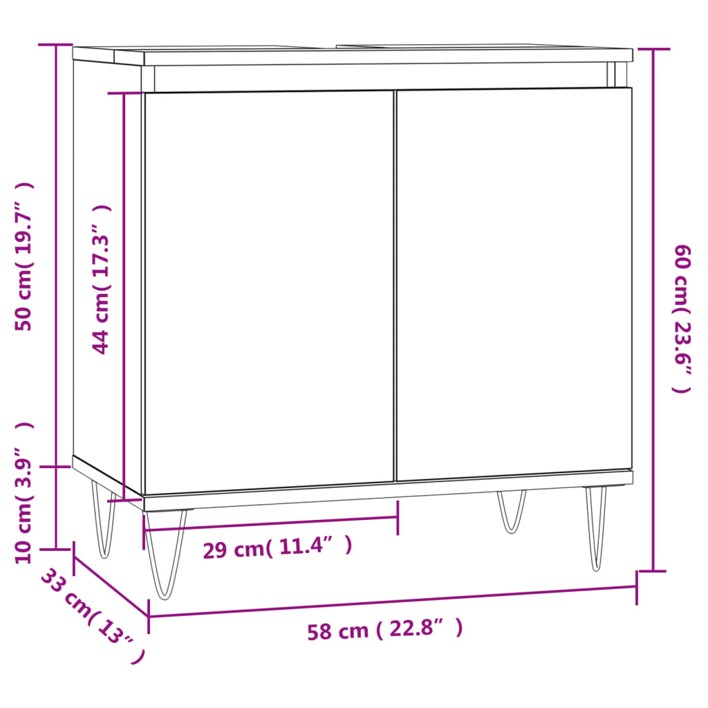 Badrumsskåp svart 58x33x60 cm konstruerat trä - njoyroom