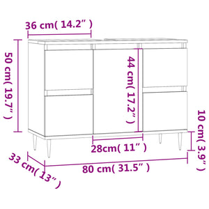 Badrumsskåp brun ek 80x33x60 cm konstruerat trä - njoyroom