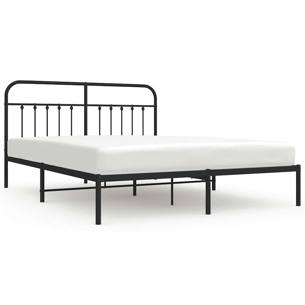 Sängram med huvudgavel metall svart 183x213 cm