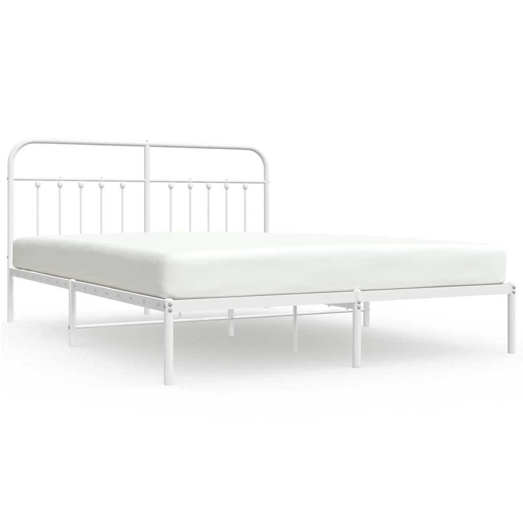 Sängram med huvudgavel metall vit 183x213 cm
