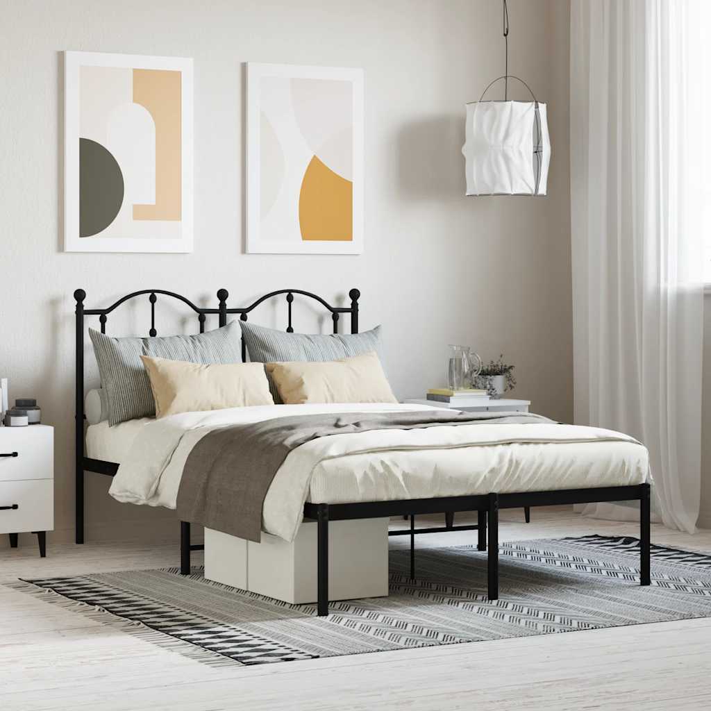 Sängram med huvudgavel metall svart 120x190 cm