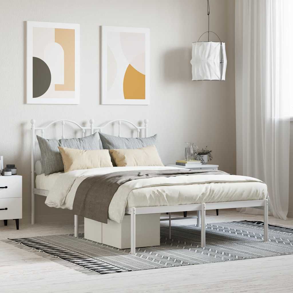 Sängram med huvudgavel metall vit 120x200 cm