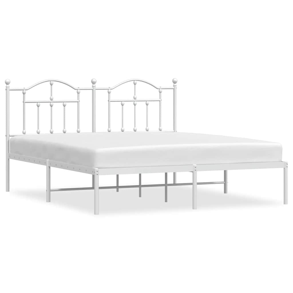 Sängram med huvudgavel metall vit 183x213 cm