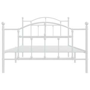 Sängram med huvudgavel och fotgavel vit metall 107x203 cm