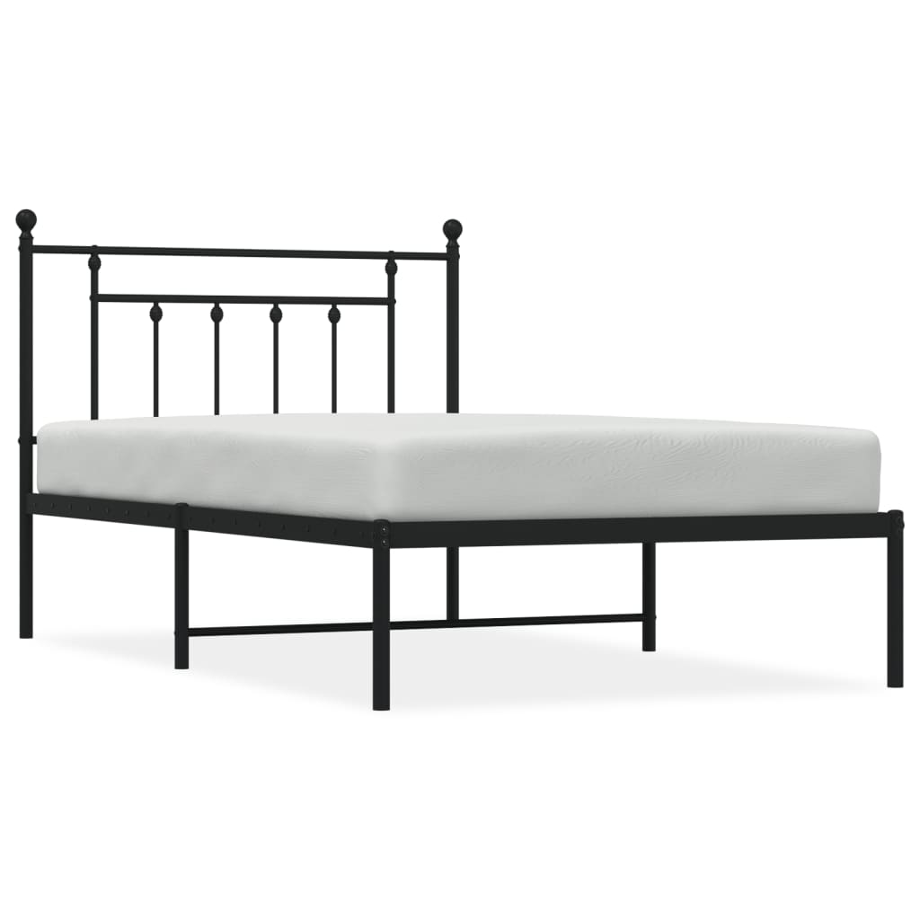 Sängram med huvudgavel metall svart 107x203 cm