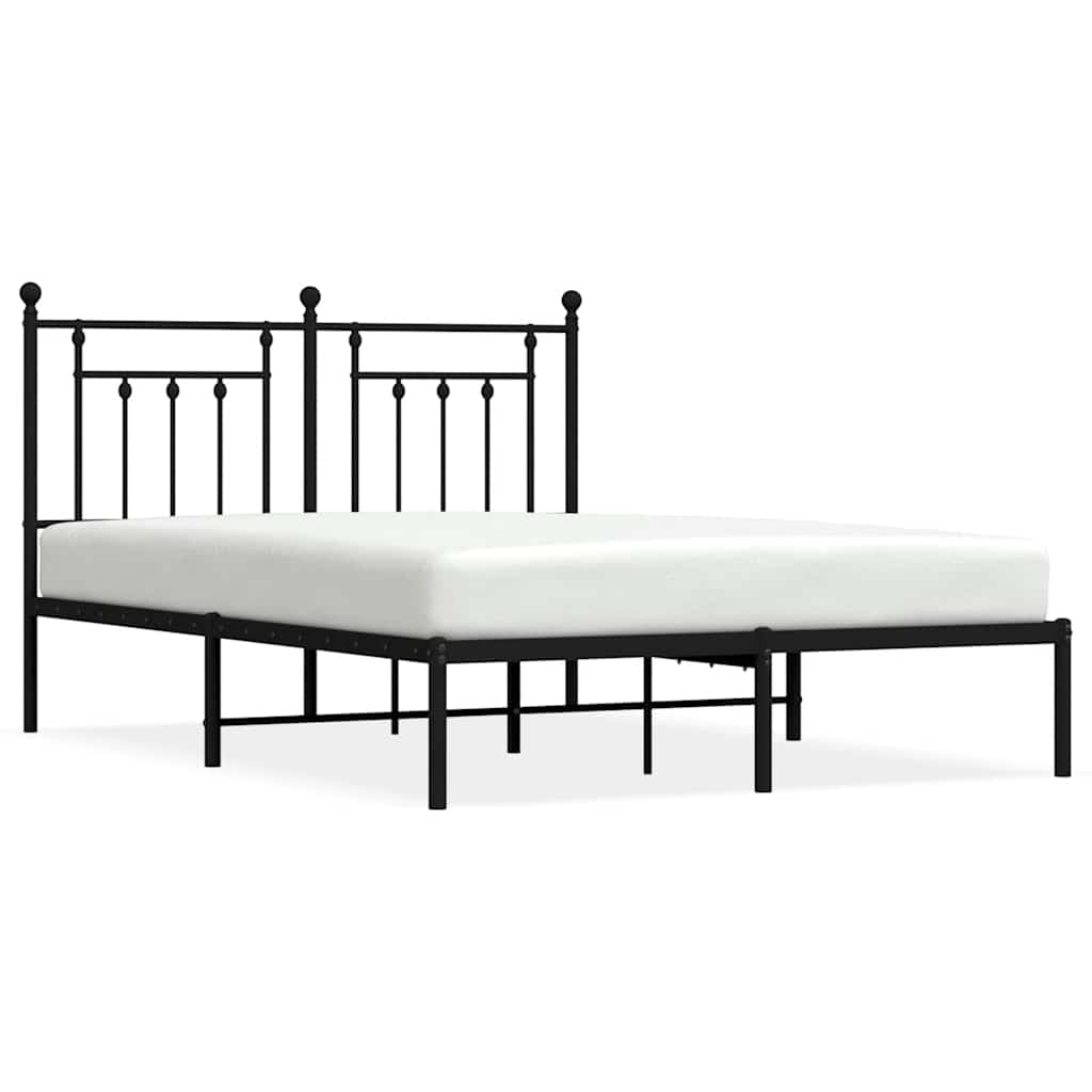 Sängram med huvudgavel metall svart 140x190 cm