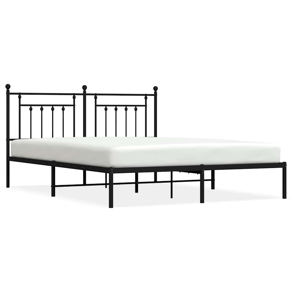 Sängram med huvudgavel metall svart 183x213 cm