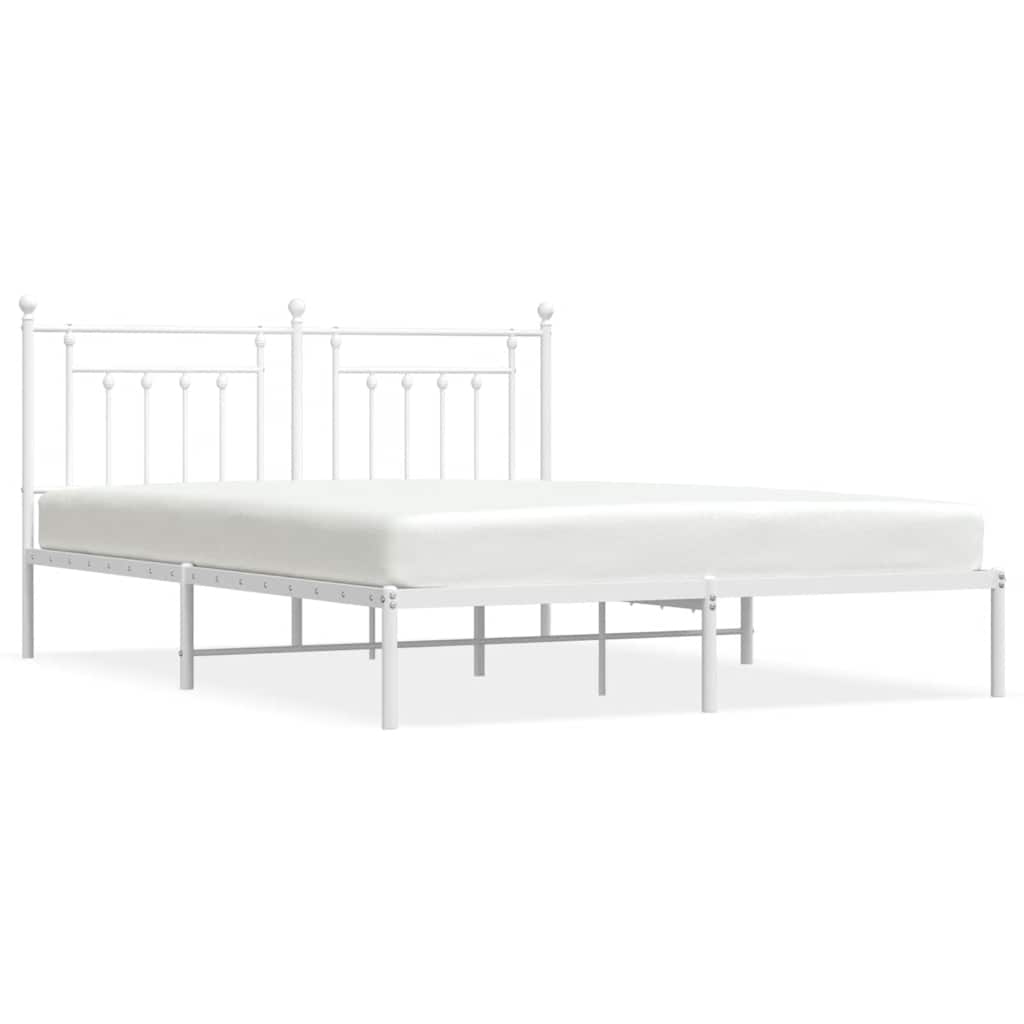 Sängram med huvudgavel metall vit 183x213 cm