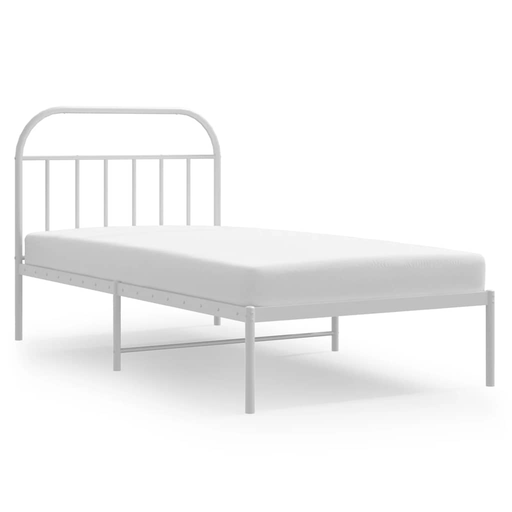Sängram med huvudgavel metall vit 100x190 cm