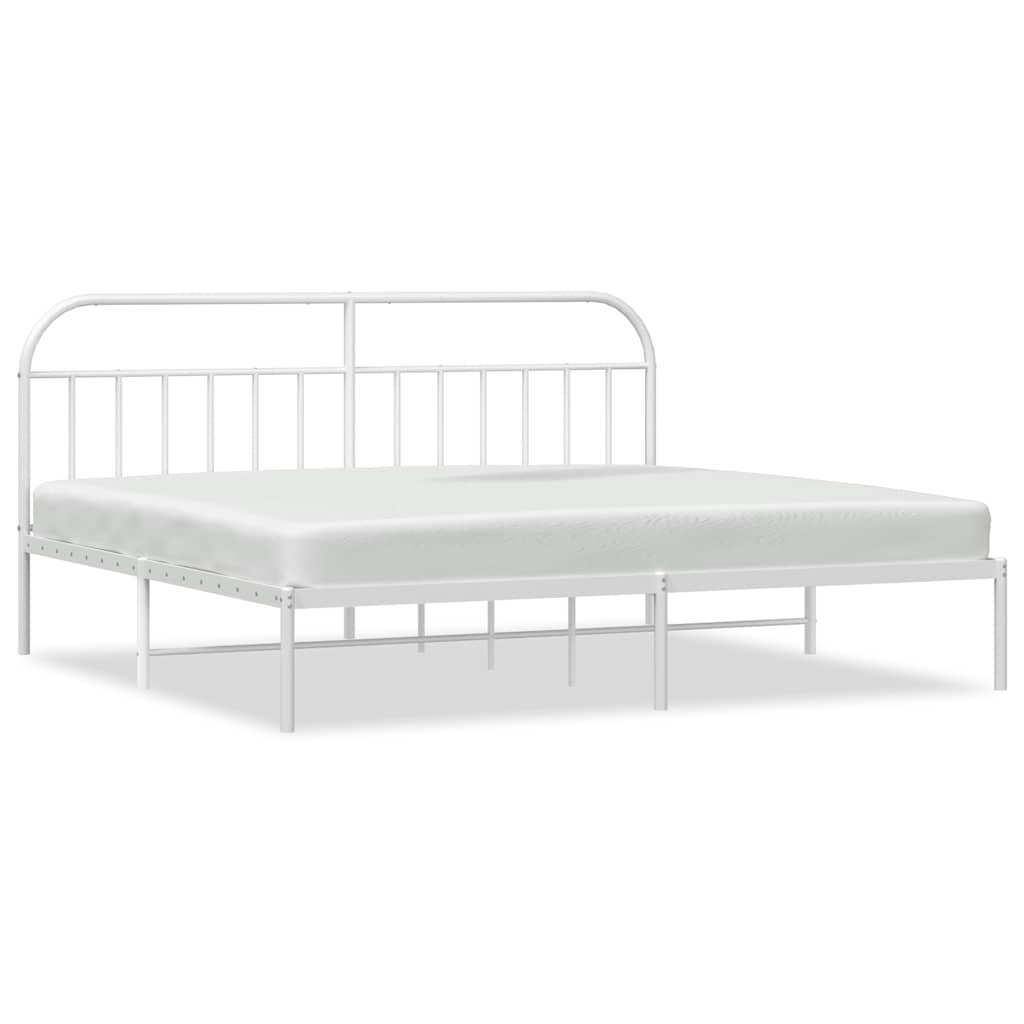 Sängram med huvudgavel metall vit 193x203 cm