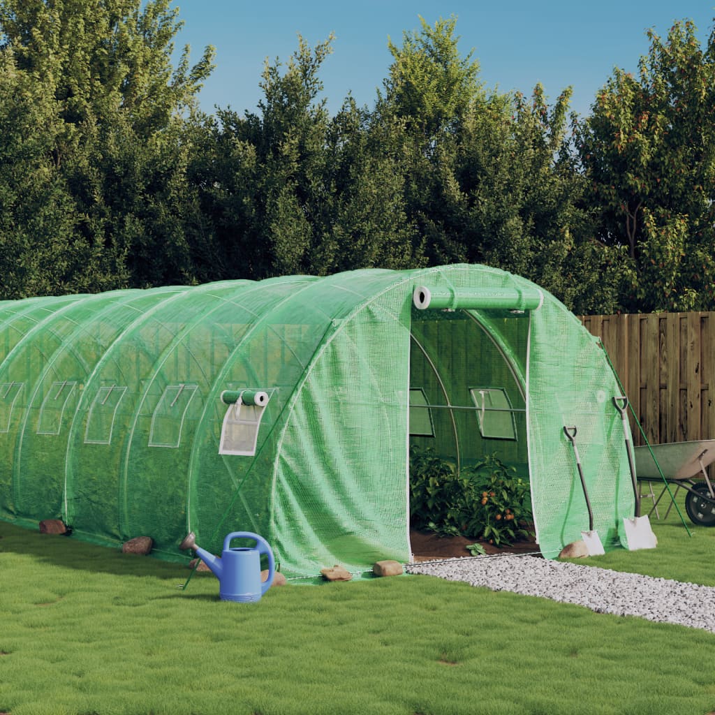 Växthus med stålram grön 36 m² 12x3x2 m
