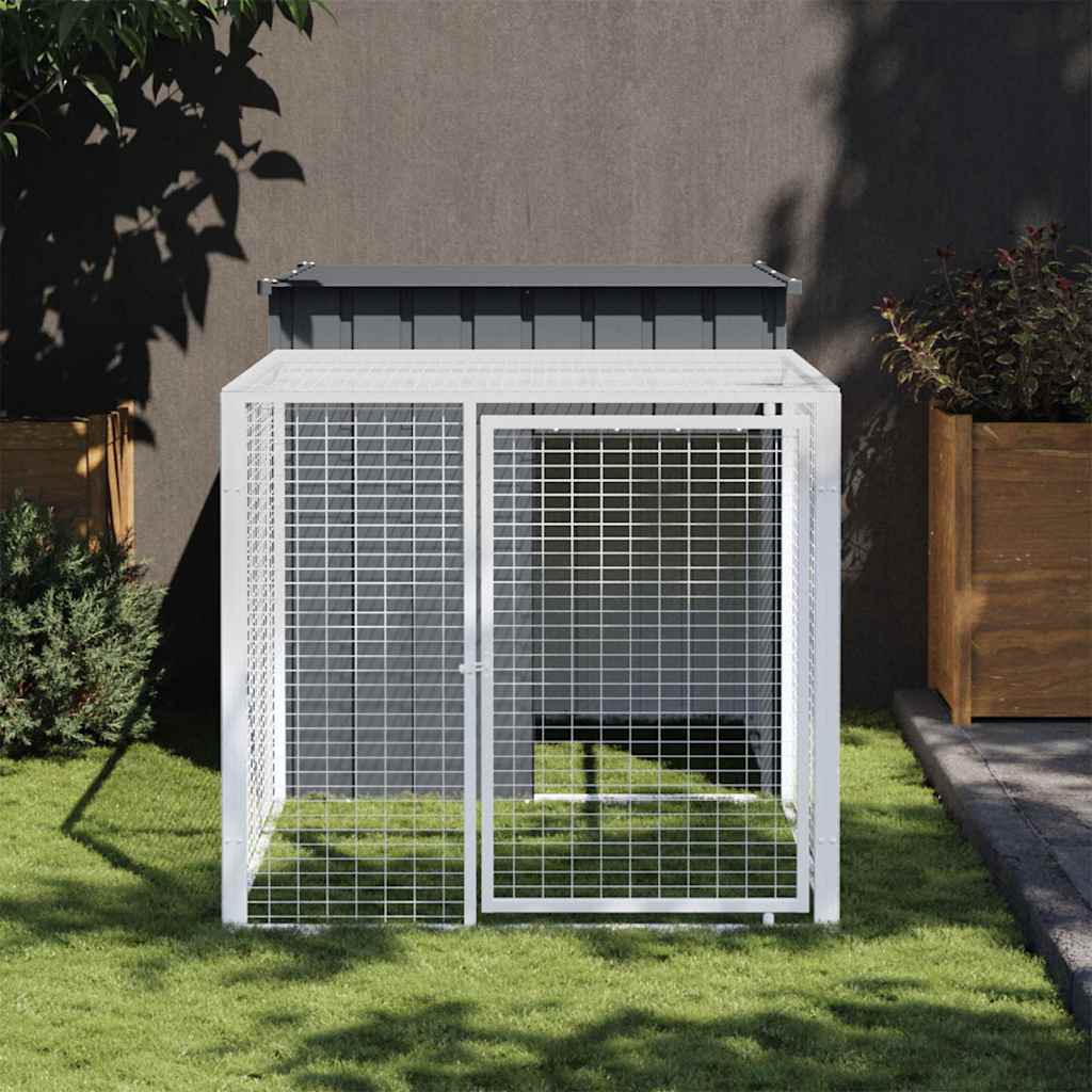 Hönsbur med gård antracit 110x201x110 cm galvaniserat stål