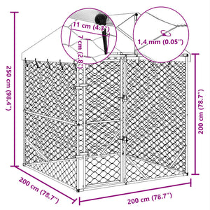 Hundgård med tak silver 2x2x2,5 m galvaniserat stål
