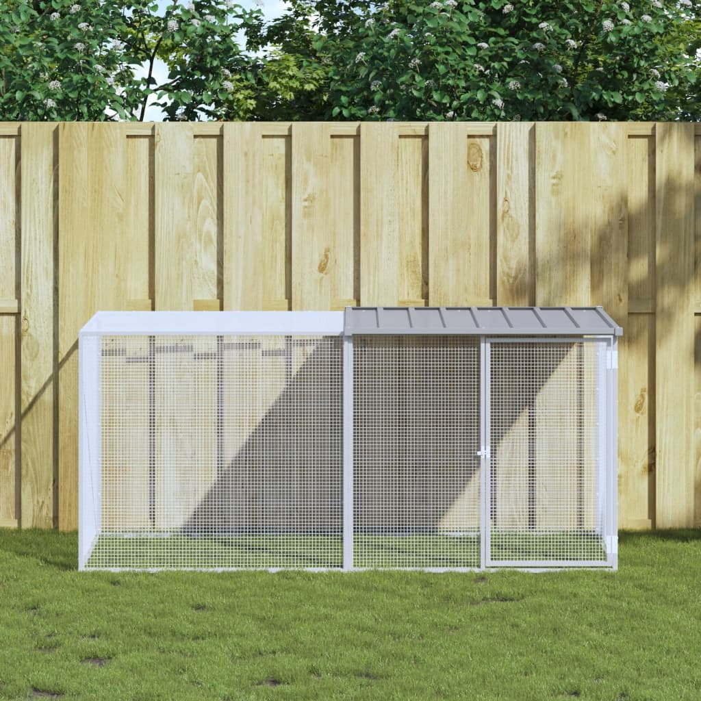 Hönsbur med tak ljusgrå 203x98x90 cm galvaniserat stål