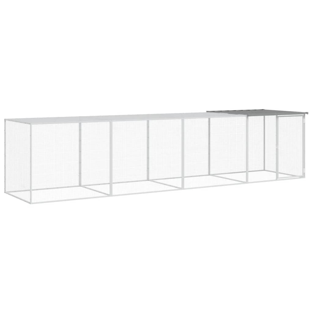 Hönsbur med tak ljusgrå 403x98x90 cm galvaniserat stål