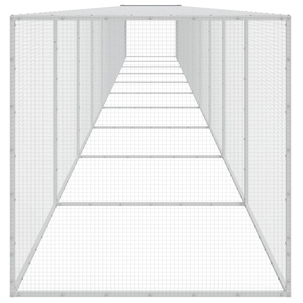 Hönsbur med tak ljusgrå 1003x98x90 cm galvaniserat stål