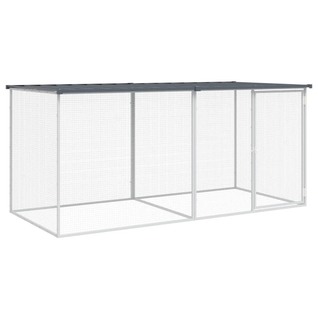 Hönsbur med tak antracit 203x98x90 cm galvaniserat stål