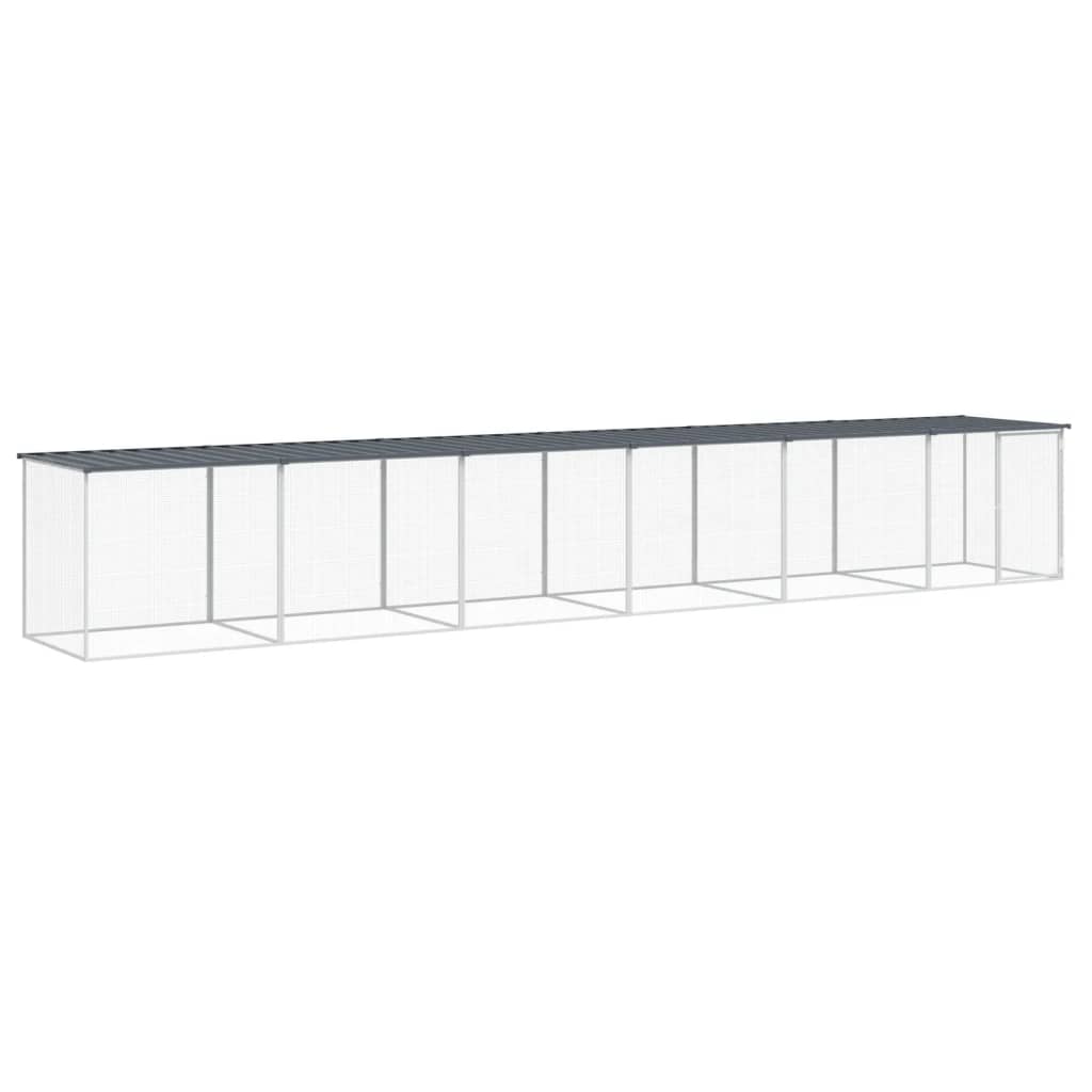 Hönsbur med tak antracit 603x98x90 cm galvaniserat stål